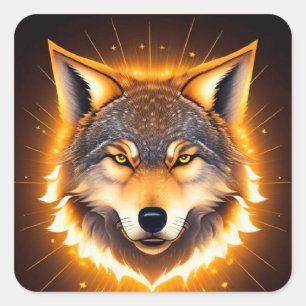 Stralende Wolf Natuur Liefhebber Cadeau, Stoute Na Vierkante Sticker