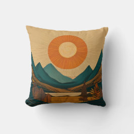 Stralende Zon en Geometrische Bergen Abstracte Lan Kussen