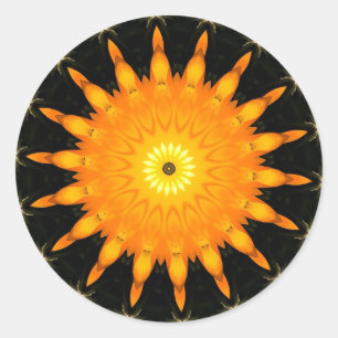 Stralende Zon Mandala Kaleidoscoop Kunst Ronde Sticker