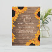 Stralende Zonnebloem Rustieke Bruiloft Kaart (Staand voorkant)