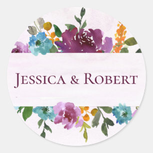 straling Gepersonaliseerde bloemenbruiloft Ronde Sticker