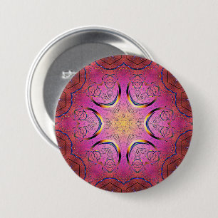 stralingscaleidoscoop van het hart ronde button 7,6 cm