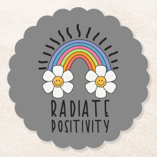 Stralingspositiviteit Kleurrijke regenboog en bl Kartonnen Onderzetters