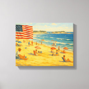 strand 4 juli Amerikaanse Onafhankelijkheidsdag Canvas Afdruk