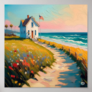  strand 4 juli Amerikaanse Onafhankelijkheidsdag Poster