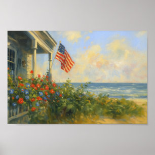  strand 4 juli Amerikaanse Onafhankelijkheidsdag Poster