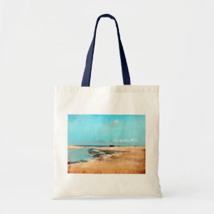 strand aan de lage zijkant (monding van de rivier) tote bag