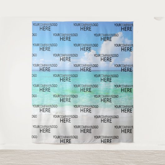 Strand Aangepast Zakelijk Logo Stap & Herhaal Acht Wandkleed (Voorkant)