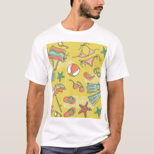 Strand Accessoires: Zomer naadloos patroon. T-shirt