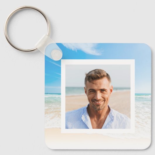 Strand Achtergrond Memorial Keepsake Sleutelhanger (Voorkant)