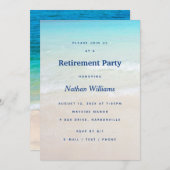 Strand Achtergrond Pensioen Party Uitnodiging (Voorkant / Achterkant)