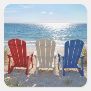 Strand Adirondack stoelen in patriottische kleuren Vierkante Sticker