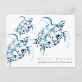 Strand Adreswijziging Kaarten Blauw Zee Schildpadd (Voorkant)