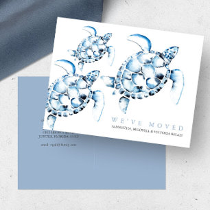 Strand Adreswijziging Kaarten Blauw Zee Schildpadd