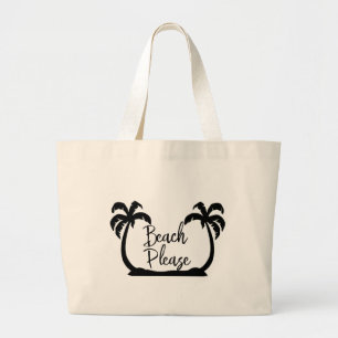 Strand Alsjeblieft Grappige Uitdrukking Zon Zomer Grote Tote Bag