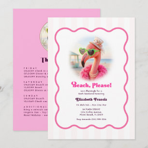 Strand, alsjeblieft! Preppy Flamingo Meidenavond W Kaart