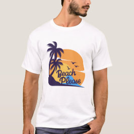Strand Alsjeblieft Zonsondergang Palmbomen Kunst T-shirt