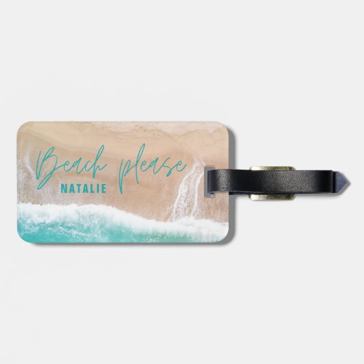 Strand alstublieft zee en zandstrand vakantie stra bagagelabel (Achterkant horizontaal)