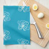 Strand Aqua Blauw Witte Oceaan Octopus Theedoek (Quarter Fold)