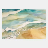 Strand Aqua Green Ocean Cream Zand Bruiloft Inpakpapier Vel (Voorkant 3)