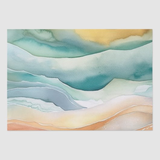 Strand Aqua Green Ocean Cream Zand Bruiloft Tissuepapier (Voorkant)