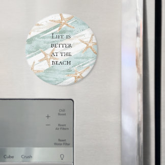 Strand Aqua Mint Starfish Stripes Magneet