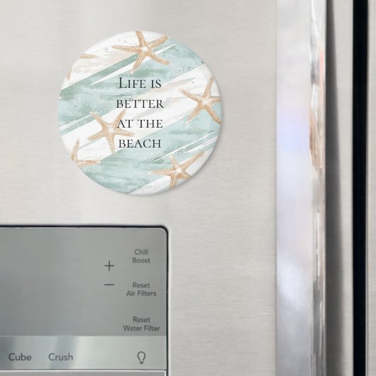 Strand Aqua Mint Starfish Stripes Magneet (Insitu (Koelkast))