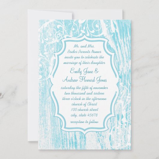 Strand  Aqua Oude Schuur Hout Swirl Bruiloft Kaart (Voorkant)
