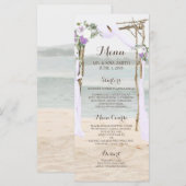 Strand Arbor Lavendel Trouwmenu Kaart (Voorkant / Achterkant)