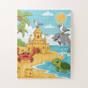 Strand Avontuur Kinderpuzzel Oceandieren Leren Legpuzzel