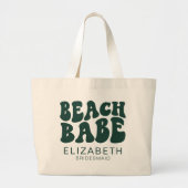 Strand Babe Emerald Groen Cool Bachelorette Party Grote Tote Bag (Voorkant)
