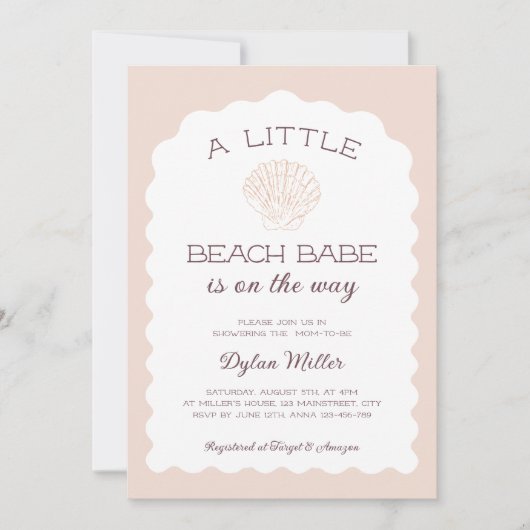 Strand Babe Seashell Meisje Baby shower Kaart (Voorkant)