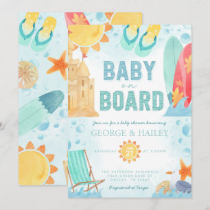 Strand Baby aan boord Baby shower Uitnodiging