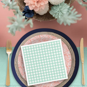Strand Baby aan boord Mint Gingham Baby shower Servet
