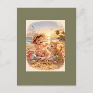 Strand Baby en Kittens Kasteel Vreugde Briefkaart
