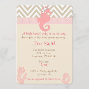 Strand Baby Seahorse Baby shower Uitnodiging