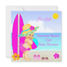 Strand Baby Shower Meisje Roze Teal Blauwe Zonneho