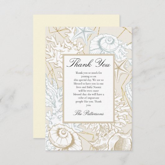Strand Baby shower Seashell Nautische Oceaan Bedankkaart (Voorkant / Achterkant)