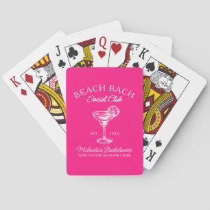 Strand Bach Meisjesuitje Roze Cocktail Feestje Op  Pokerkaarten