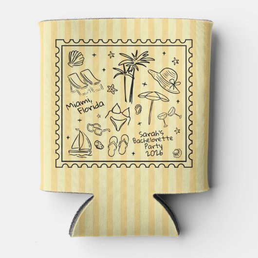 Strand Bachelorette Kan Koeler – Retro Strepen (Voorkant)