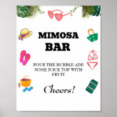 Strand Bachelorette Mimosa Bar Tafelbord Poster (Voorkant)