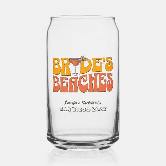 Strand Bachelorette Party Groovy bruid's stranden Blikvorm Glas (Voorkant)