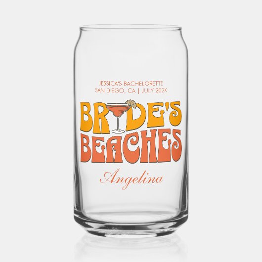 Strand Bachelorette Party Groovy bruid's stranden Blikvorm Glas (Voorkant)