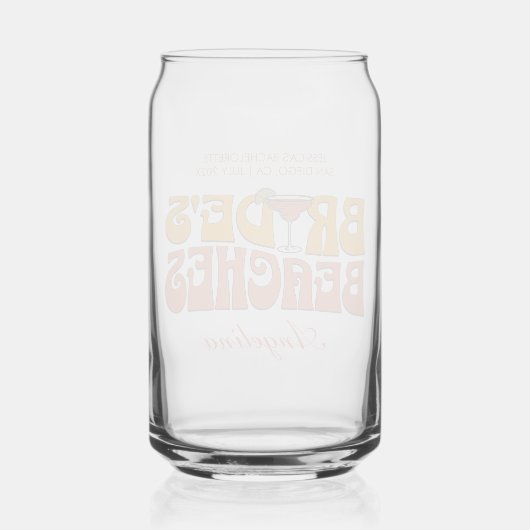 Strand Bachelorette Party Groovy bruid's stranden Blikvorm Glas (Achterkant)