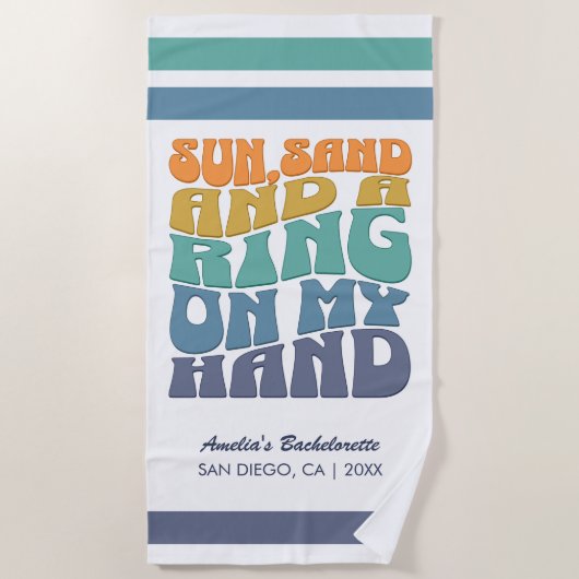 Strand Bachelorette Party Groovy Retro Beach Bride Strandlaken (Voorkant)