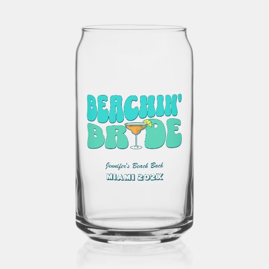 Strand Bachelorette Party Groovy Strand Bruid Blikvorm Glas (Voorkant)