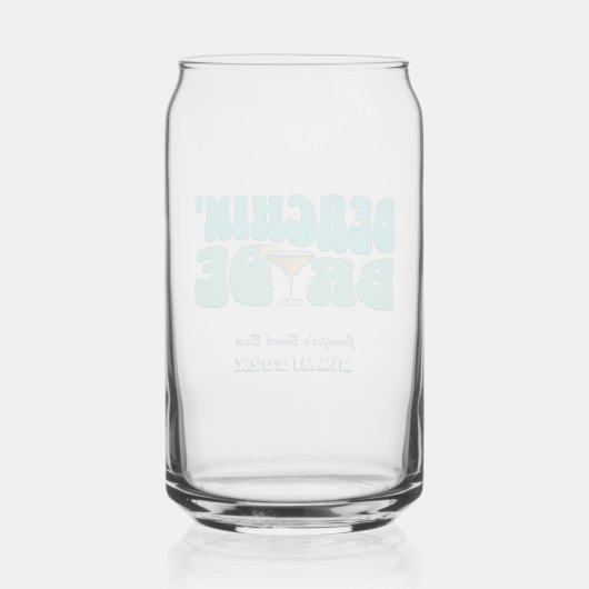 Strand Bachelorette Party Groovy Strand Bruid Blikvorm Glas (Achterkant)
