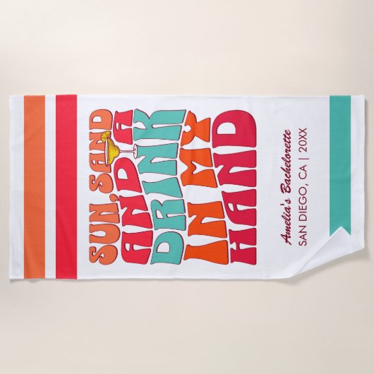 Strand Bachelorette Party Groovy Zand Drink Strandlaken (Voorkant)