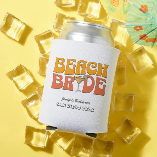 Strand Bachelorette Party Retro Groovy Beach Bride Blikjeskoeler (Insitu Zomer)