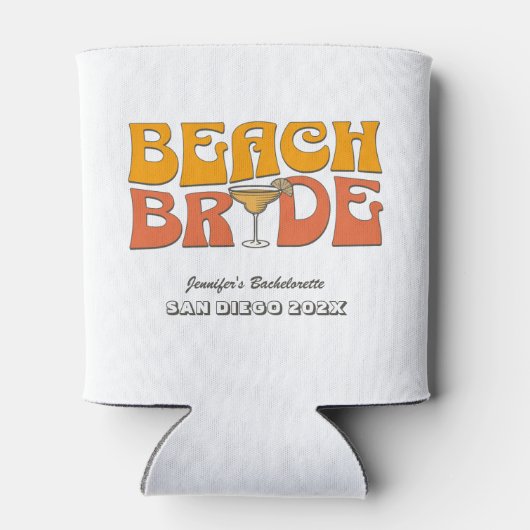 Strand Bachelorette Party Retro Groovy Beach Bride Blikjeskoeler (Achterkant)